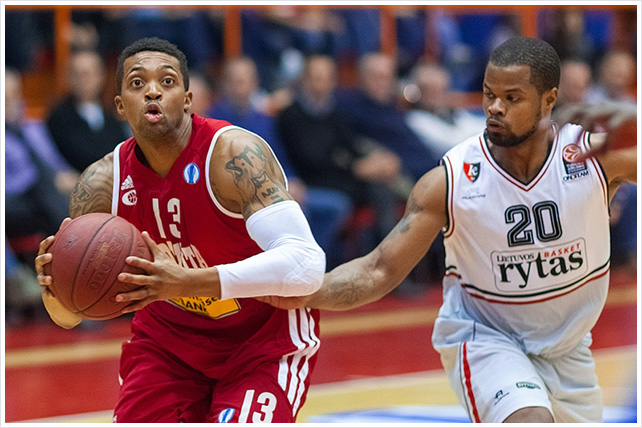 ZAGREB, CROATIA - JANUARY 15, 2014: Basketball Eurocup - Cedevita Zagreb VS Lietuvos Rytas Vilnius.